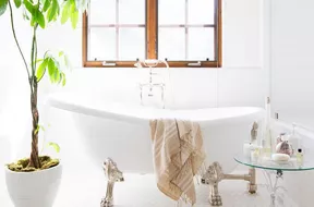 bathroom with a clawfoot bathtub