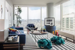 Bachelor pad with blue accents