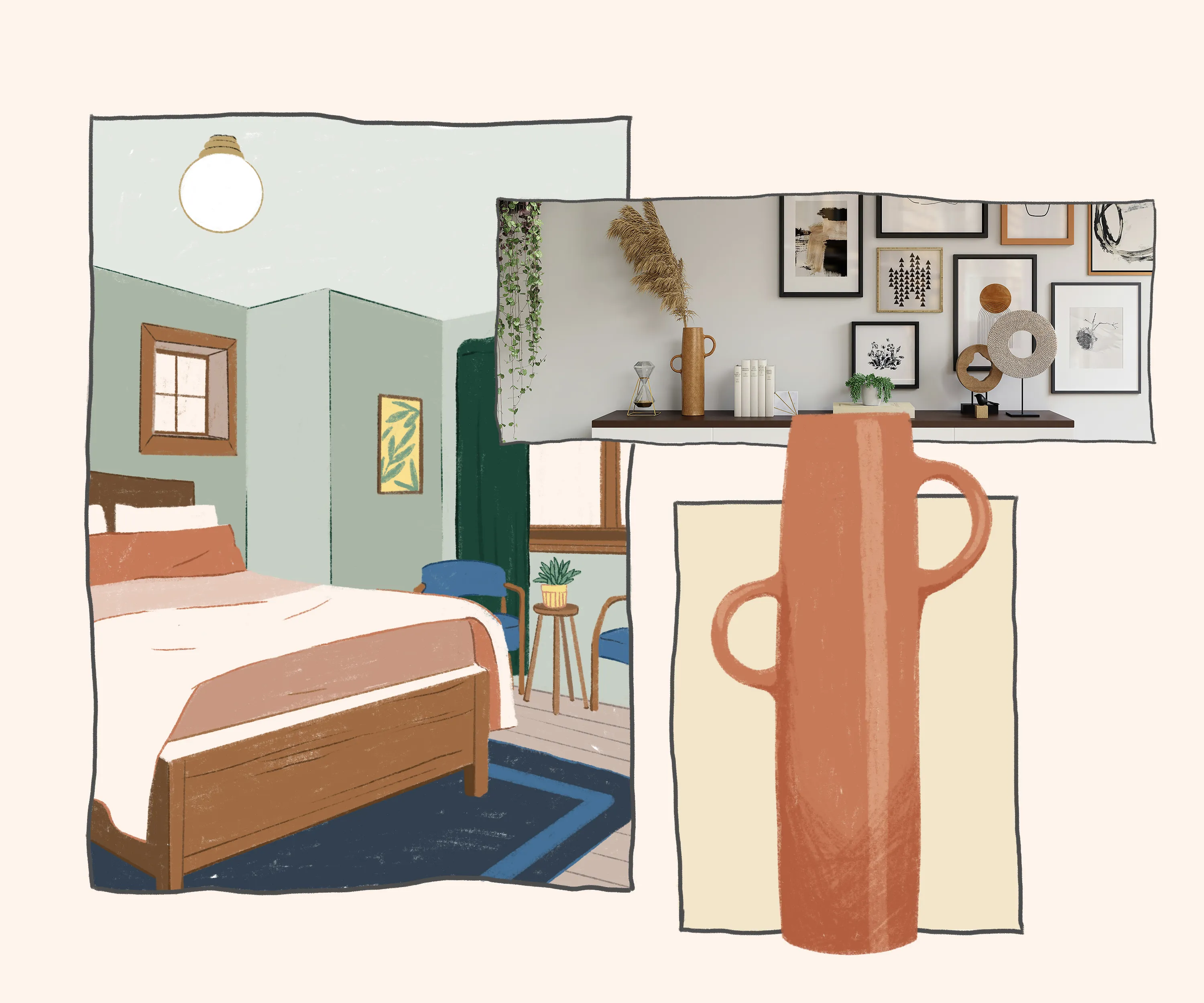 Mood board for decorating a bedroom