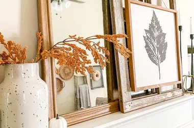 fall mantle with leaf print